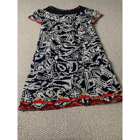 Anthropologie Floreat Womens Dress XS Black Geometric Beaded Fringe Abelia Boho - Picture 6 of 14